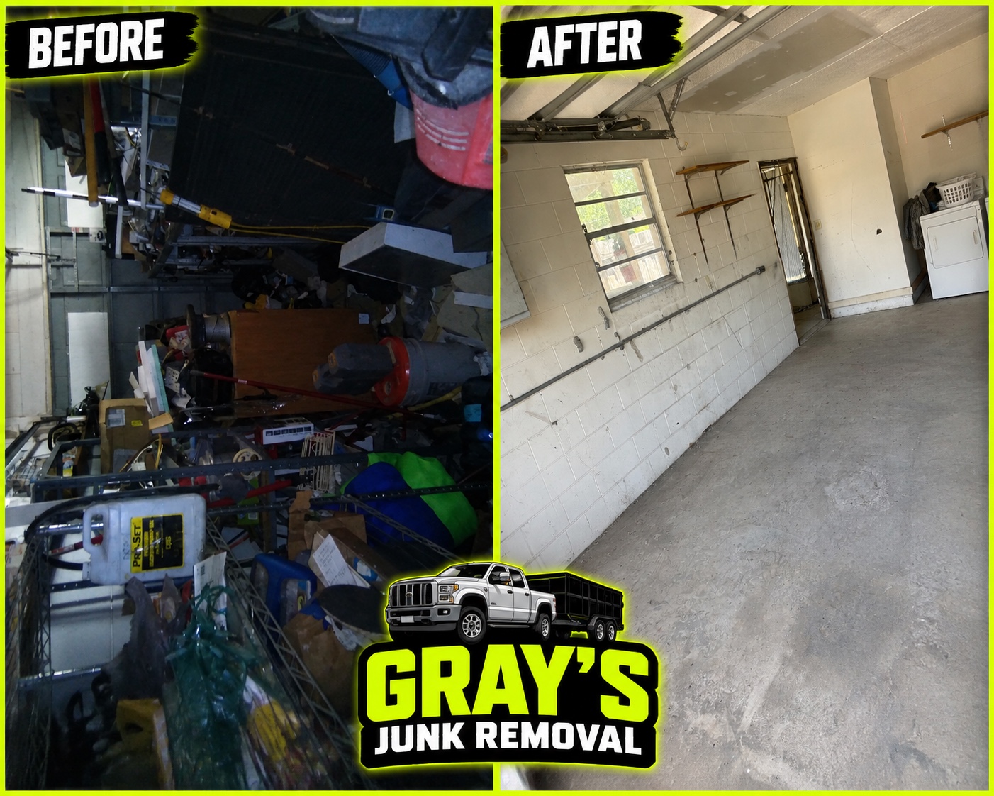 Garage cleanout before and after
